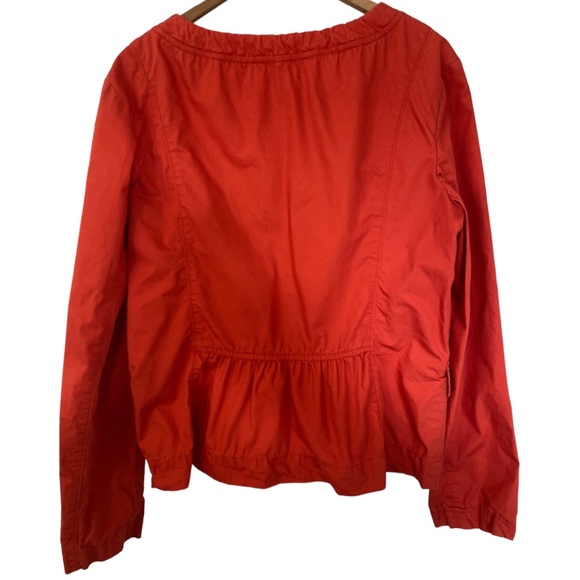Ann Taylor LOFT Peplum Jacket Coral Red Orange Lightweight Unlined Zip sz M - Picture 2 of 11